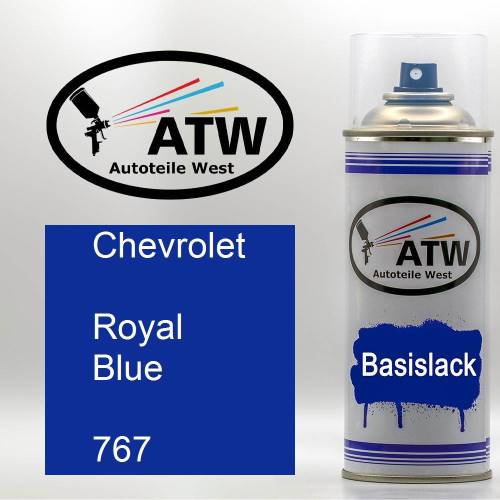 Chevrolet, Royal Blue, 767: 400ml Sprühdose, von ATW Autoteile West.